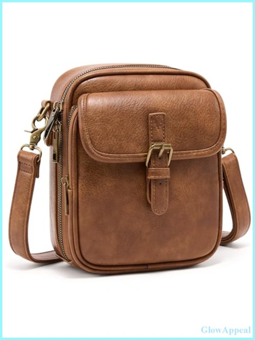 Vegan Leather Crossbody Bag with Card Slots RFID Wallet